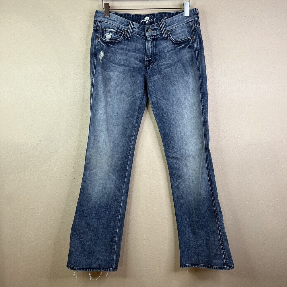 Women’s  & for all Man Kind Jeans, Med Wash, Distressed, Embellished Pockets, 28